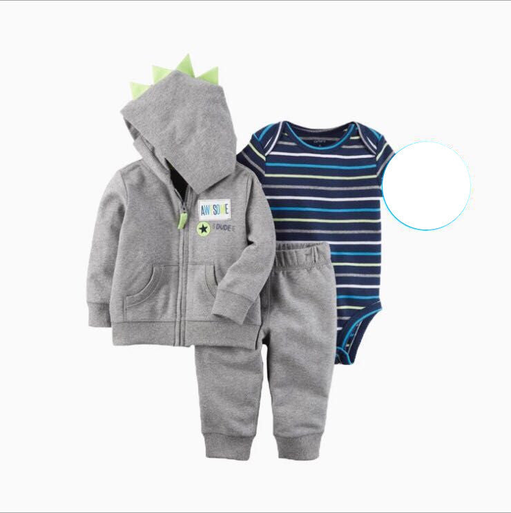 Clothing Sweater Boys And Girls Foreign Trade Hooded Long-Sleeved Baby Three-Piece Suit