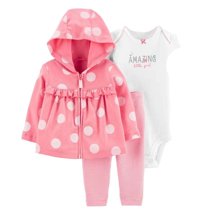 Clothing Sweater Boys And Girls Foreign Trade Hooded Long-Sleeved Baby Three-Piece Suit