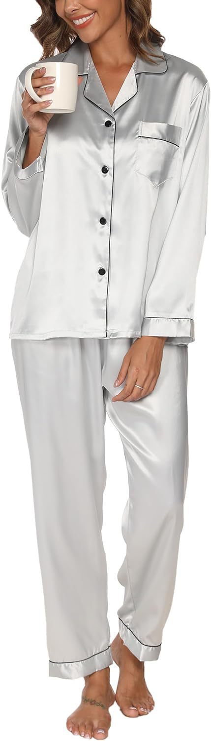 Couple Satin Pajamas Two-piece Long-sleeved Homewear