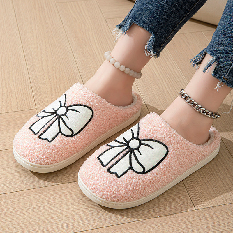 Indoor Non-slip Warm Bow Cotton Slippers