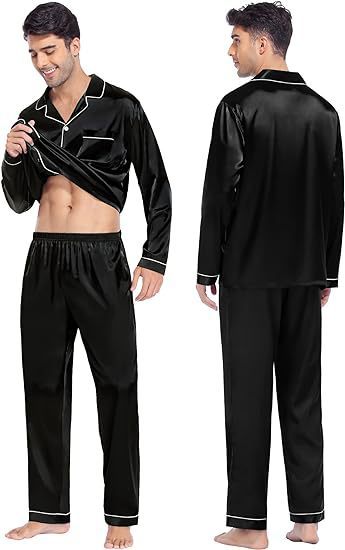 Couple Satin Pajamas Two-piece Long-sleeved Homewear