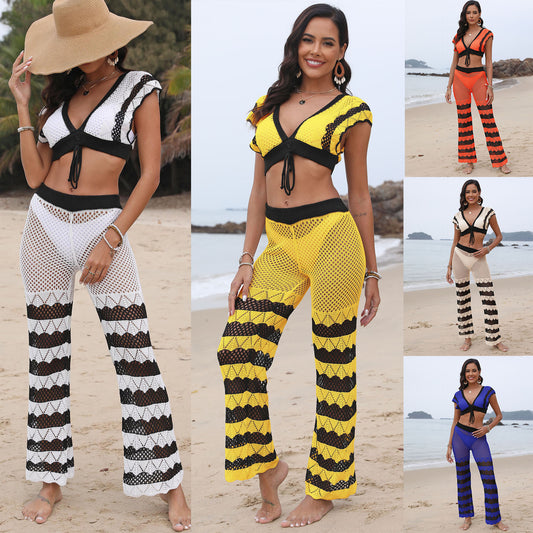 Women's Beach Suit Stitching Deep V