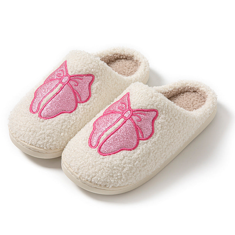 Indoor Non-slip Warm Bow Cotton Slippers