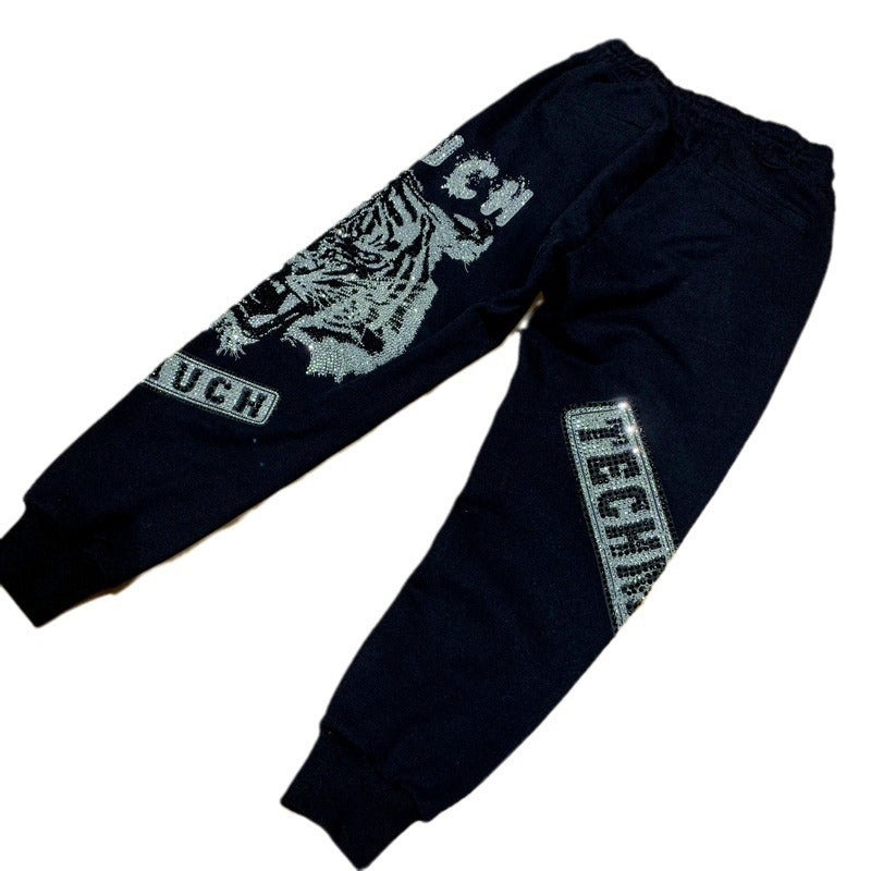 Tiger Head Hot Drilling Dark Street Luxury Trendy Closed Pants