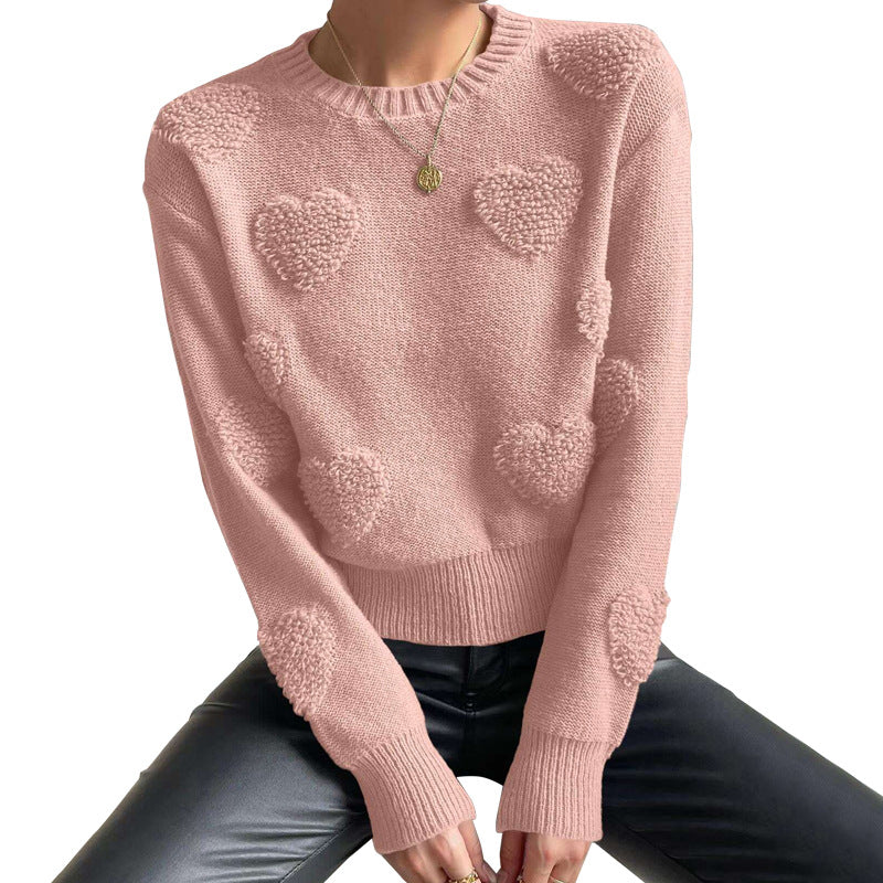 Women's Autumn And Winter Peach Heart Sweater Pullover Long Sleeve Top