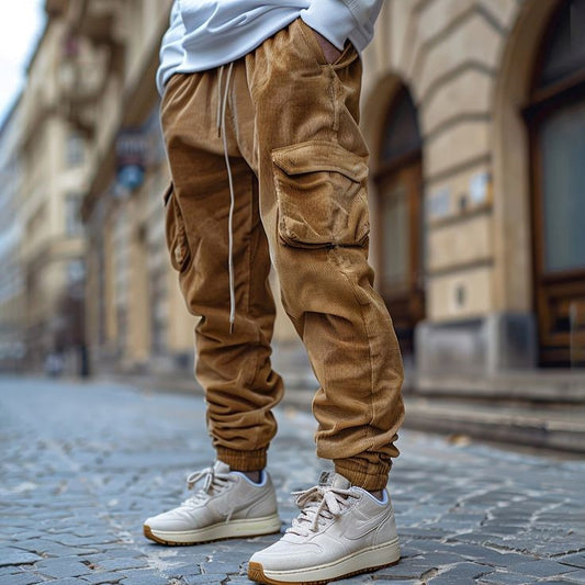 Autumn Retro Loose Pockets Casual Pants