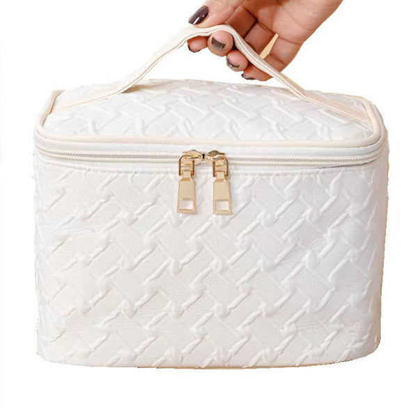 White Large Capacity Portable Travel Makeup Bag