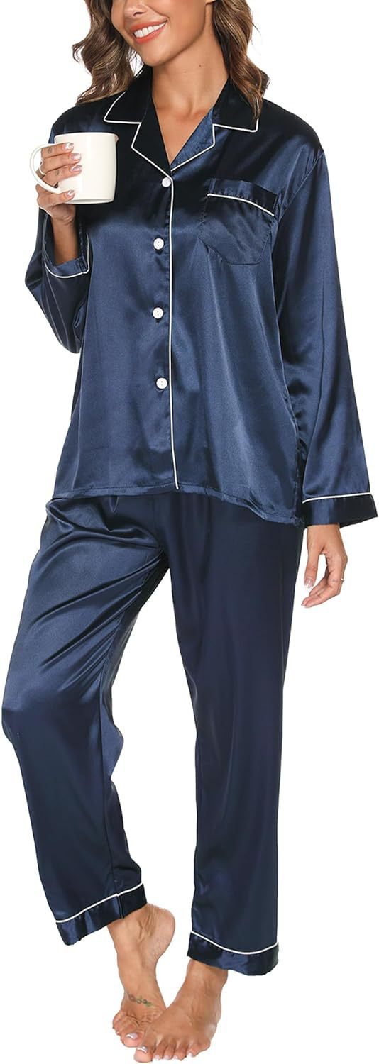 Couple Satin Pajamas Two-piece Long-sleeved Homewear