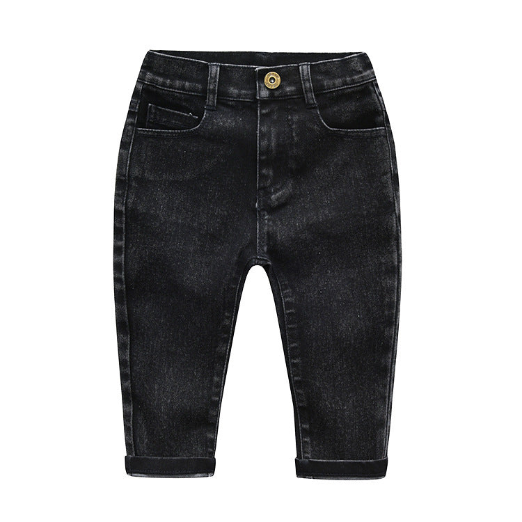 Children's High Elastic Fitting Denim Trousers