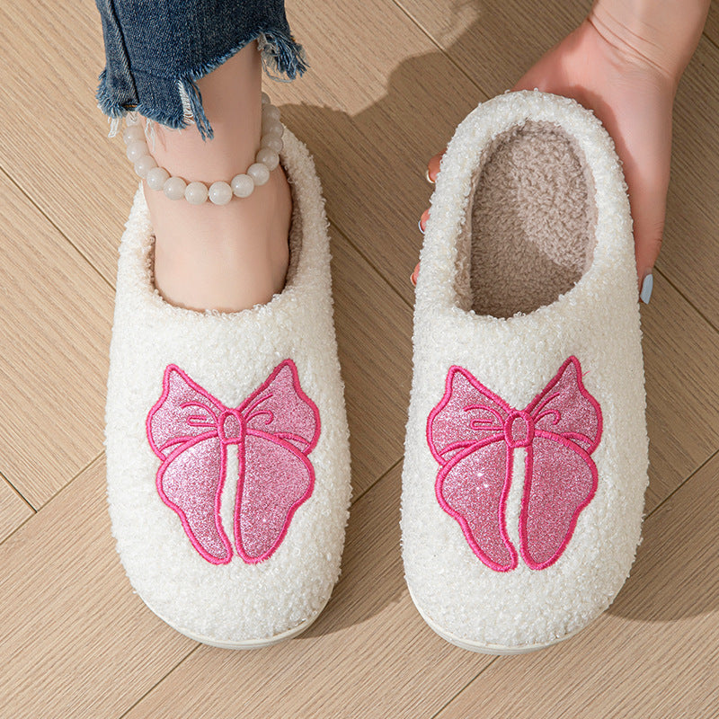 Indoor Non-slip Warm Bow Cotton Slippers