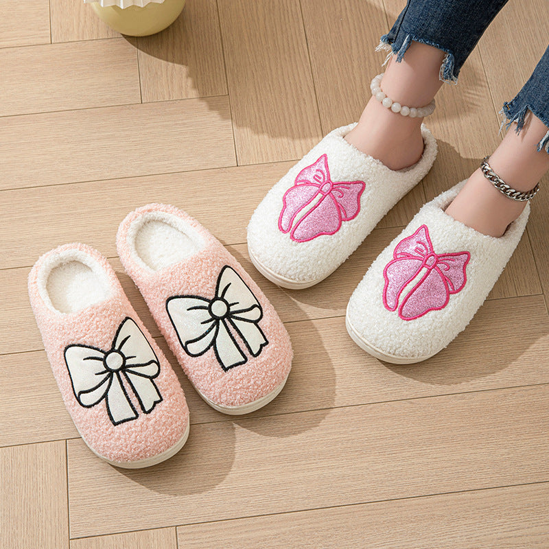 Indoor Non-slip Warm Bow Cotton Slippers